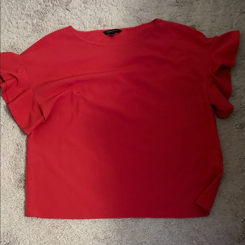 Banana Republic Women's Red Ruffle Sleeve Top size large